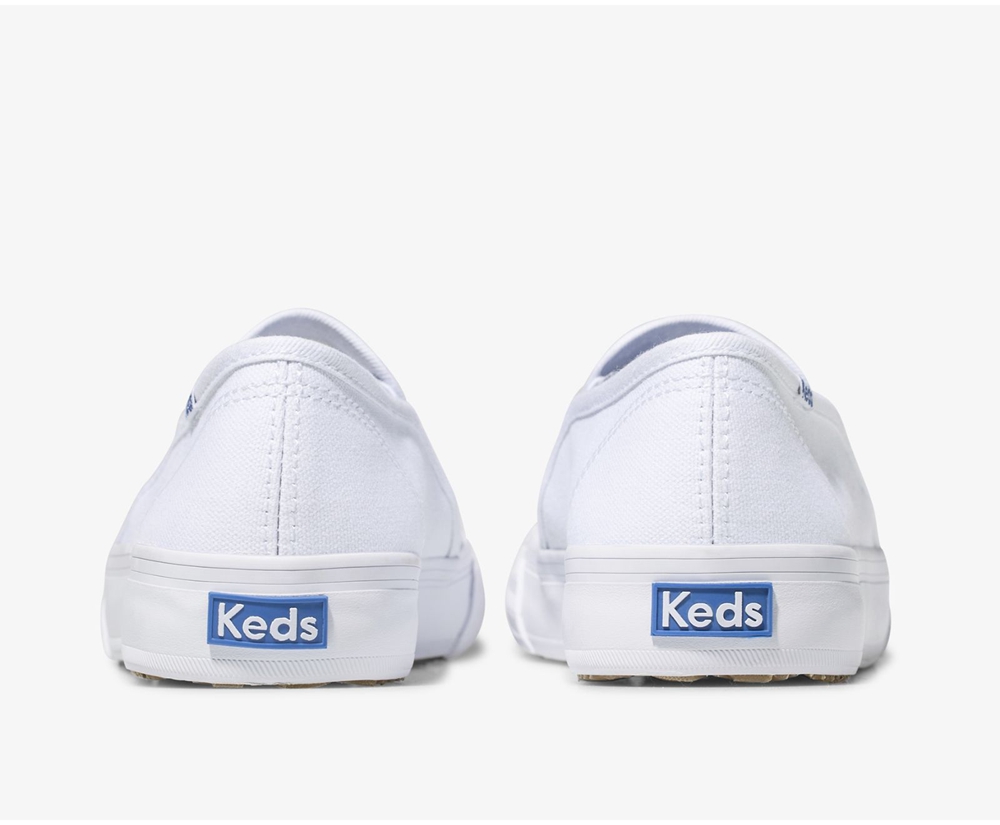 Keds Slip Ons Damen Weiß - Double Decker Segeltuch - FWJ-917840